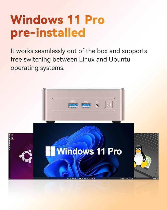 GEEKOM A5 Mini PC, with AMD Ryzen 7 5825U(Turbo 4.5GHz), 16GB RAM(Not LPDDR) & 1TB M.2 PCIe NVMe SSD, Vega 8 Graphics, Windows 11 Desktop Computer Support 8K UHD/Wi-Fi 6/Bluetooth 5.2 for Office,Gamer