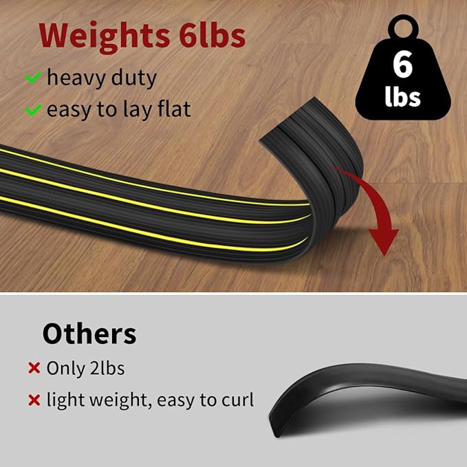 Floor Cord Cover, 10ft Cord Covers for Wires on Floor, Extension Outdoor Cable Cover Protector, Heavy Duty PVC Duct, 3 Channels Cord Hider Floor Cable Management, Black