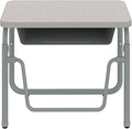 Safco Products AlphaBetter 2.0 Height – Adjustable Student Desk with Swinging Footrest Bar and Book Box, Sit to Stand, 22"-30" w, Pebble Gray