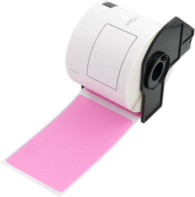 BETCKEY - Shipping/Name Badge Labels Replacement for Brother DK-1202 (2.4 in x 3.9 in), Compatible with Brother QL Label Printers [1 Rolls/300 Labels, Pink]