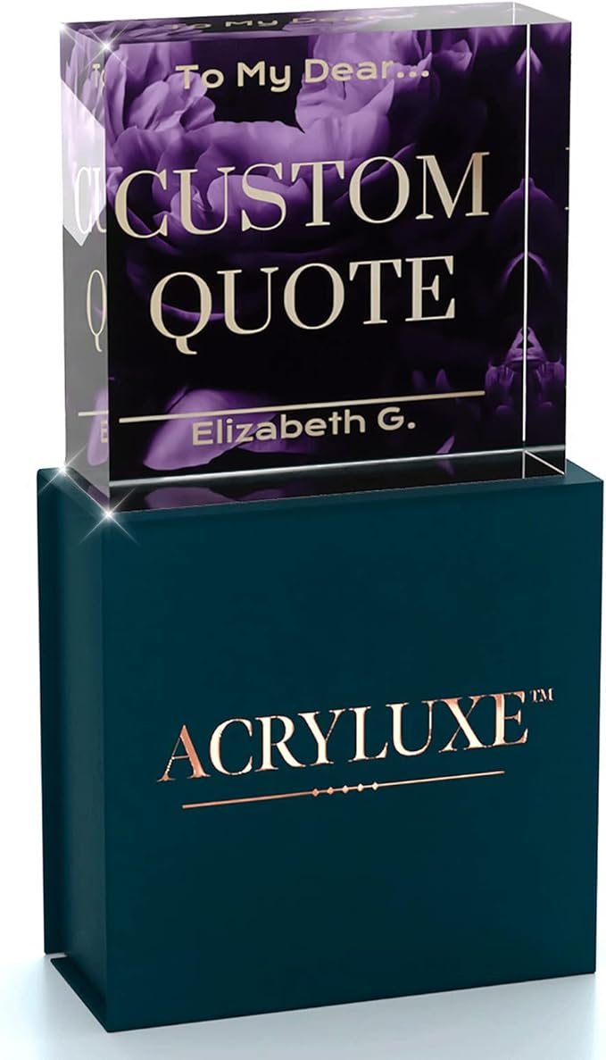 Custom Acrylic Sign Personalized, Custom Desk Name Plate, 18 Styles, (4"x4"), With Gift Box, USA Made by Acryluxe. (Blossom)