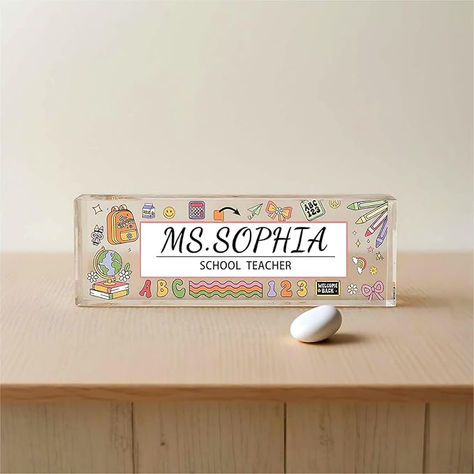 Custom Desk Name Plate, Teacher Name Plate for Desk, Office Decor for Women, Coworkers, Employee (S9)