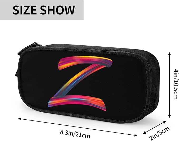 Cute Initial Pencil Case for Kids Students, Large Capacity Pencil Pouch for Boys Girls, Letter Design Pencil Box Pen Bag Office Stationery Organizer, Rainbow Letter Z