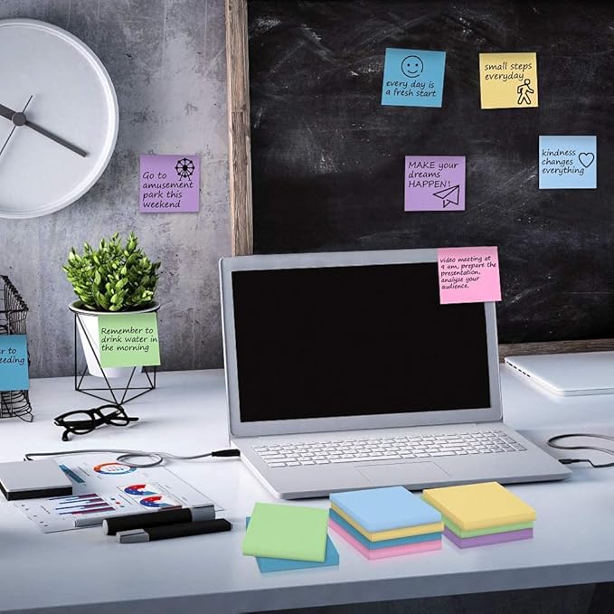 MyLifeUNIT Sticky Notes 3x3, Bulk Pack 108 Note Pads 10800 Sheets for Daily Reminder, Self-Stick Notes with 6 Assorted Colors for Office Home Notebook Supplies
