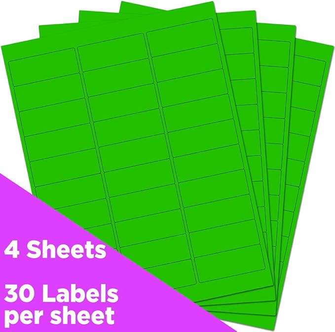 JAM PAPER Return Address Labels - Standard Mailing - 1 x 2 5/8 - Neon Green - 120 Shipping Labels/Pack