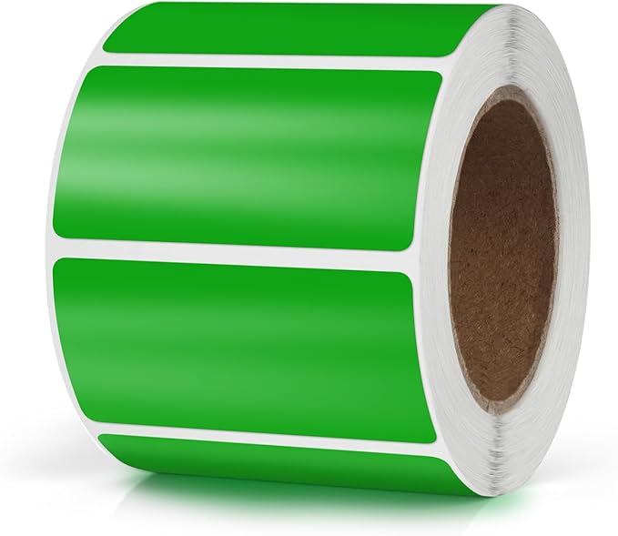 Meitaat Green Rectangle Stickers 2 x 1 Inch Color Coding Labels Vinyl Roll Self-Adhesive Waterproof Removable 500 PCS