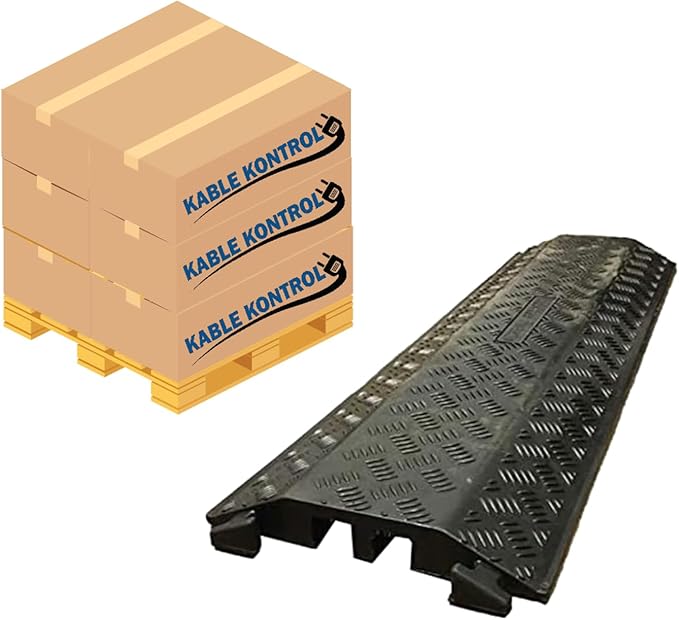 Kable Kontrol Drop Over Floor Cord Cover – 40” Inch Long 2 Channel Cable or Wire Protector – 30 Pcs Bulk Pack - Rubber Ramp for Indoor and Outdoor Use – Black