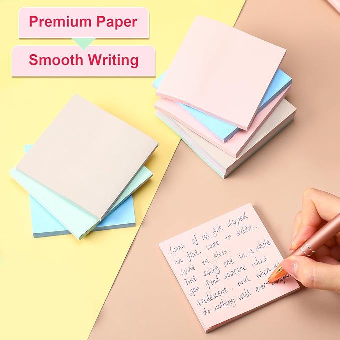 Fainne 120 Pack Sticky Notes Bulk 3 x 3 inch Self Stick Note Pads Multicolor Paper Memo for Office School Supplies Student Teacher Classroom Back to School Essentials, 50 Sheet/Pad(Cute Color)