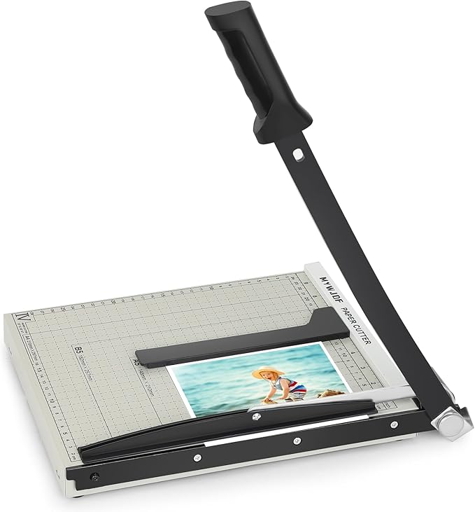 Paper cutterGuillotine Paper Cutter：Guillotine Paper Cutter Accurate Cutting with Safety Guard,8 Sheets Capacity,Magnetic Guide,Heavy Duty Metal Base, Perfect for Cardstock,Cardboard,Vinyl,Crafts