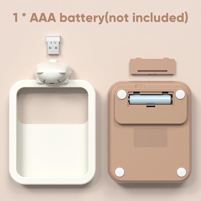 MOFII Wireless Number Pad with Bear - Mixed Milktea Numeric Keypad 18 Keys 2.4G Round Keycap Colorful Extensions Cute Numpad, Portable Accounting Financial Retro Numpad 10 Key for Laptop/PC/Notebook