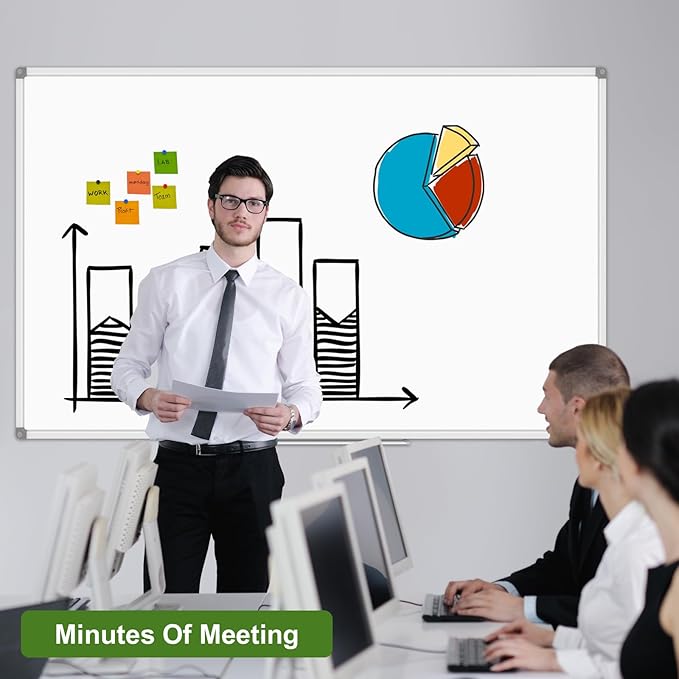 Lockways Dry Erase Board 96 x 48 Inch, Large 4 x 8 Magnetic White Board Pack of 2, Aluminium Frame Whiteboard with Marker Tray for School, Office and Home