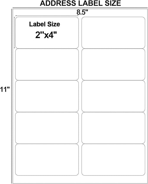 2" x 4" Shipping Labels, 4800 Address Labels, Mailing Stickers Compatible for Laser/Inkjet Printers - Matte White, 10 Up per Sheet, 480 Sheets