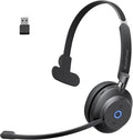 Rownfusny Bluetooth Headphones Wireless Headset with Mic for Work-V5.3 Computer Headsets with Noise Reduction Microphone, 2.4Ghz USB Dongle & Mute Button for PC, Laptop, Office, Home