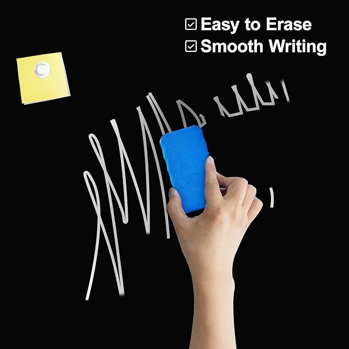 J&J worldwide Magnetic Black Glass Whiteboard 6' x 3', 70 x 35 Inches Large Frameless White Boards for Walls, Large Dry Erase Board for Office, Home, School