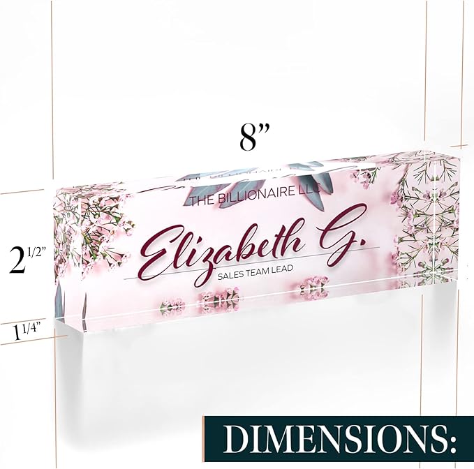 Desk Name Plate Personalized, Custom Name Plates, 2½/x8 Inches, Thick Crystal-Clear Acrylic, Gift Box, Office Desk Decor. USA Made by ACRYLUXE (Glowing)