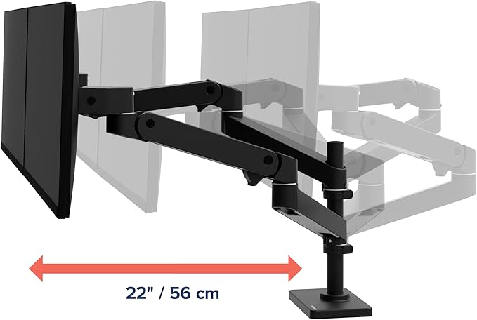 Ergotron – Upgraded LX Pro Premium Vertical Stacking Dual Monitor Arm, VESA Desk Mount – for 2 Monitors Up to 24 Inches, 4 to 22 lbs Each – Matte Black