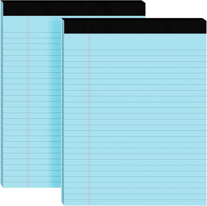 2pcs Legal Pads 8.5 x 11,Notepads 8.5 x 11 Inch, 30 Sheets/Pack, Blue Note Pads Clear Print Writing Pads of Paper, Perforate Wide Ruled Lined with Sturdy Back for Office, Business & School Supplies