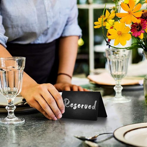 20 Pack Chalkboard Tent Signs 4x3 – Mini Tabletop Food Labels for Buffet Wedding & Party Use – Plastic Reusable Chalk Name Tags & Display Signs for Events