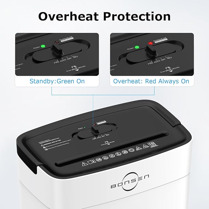 Bonsen 10-Sheet Cross Cut Paper Shredder for Home Office, P-4, Portable Handle, 4 Gallons Bin, Paper and Credit Card Shredder, White (S3201-W New Version)