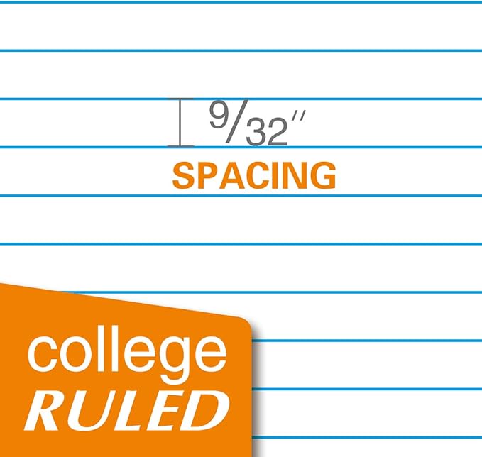 Kaisa Filler Paper Notebook Paper College Ruled 8"x10.5" Loose Leaf Paper for 3-Ring Binders 150 Sheet/pack,12pack (Total 1800 Sheets)