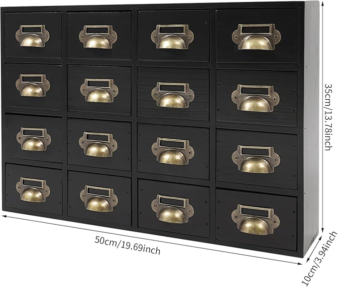 Vintage 16-Drawer Storage Cabinet – Multipurpose Desktop Organizer for Office, Craft & Home