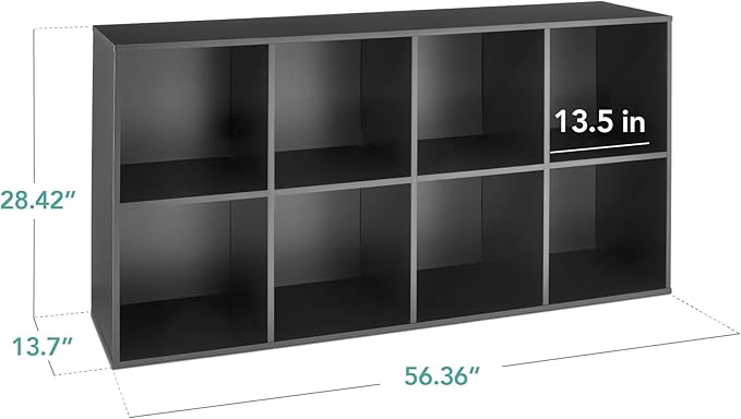 Best Choice Products 8-Cube Storage Organizer, 13.5in Shelf Opening, Bookcase, Display Shelf, Customizable w/ 2 Removable Back Panels – Black