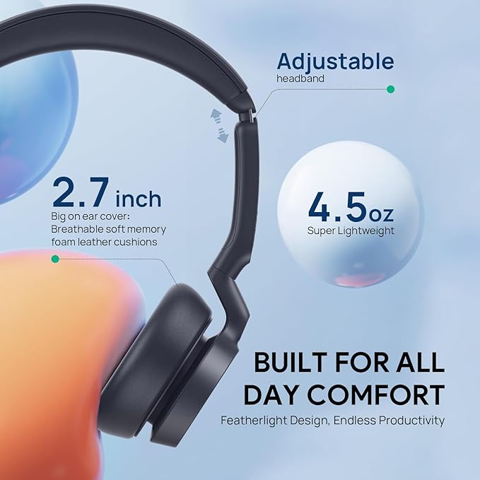 Yealink UH46 Mono USB Wired Headset with 3 Noise Cancelling Microphones for PC/Computer/Laptop, Teams Certified,Mute Call Button for Home Office Online Meetings, Plug & Play USB-C/A