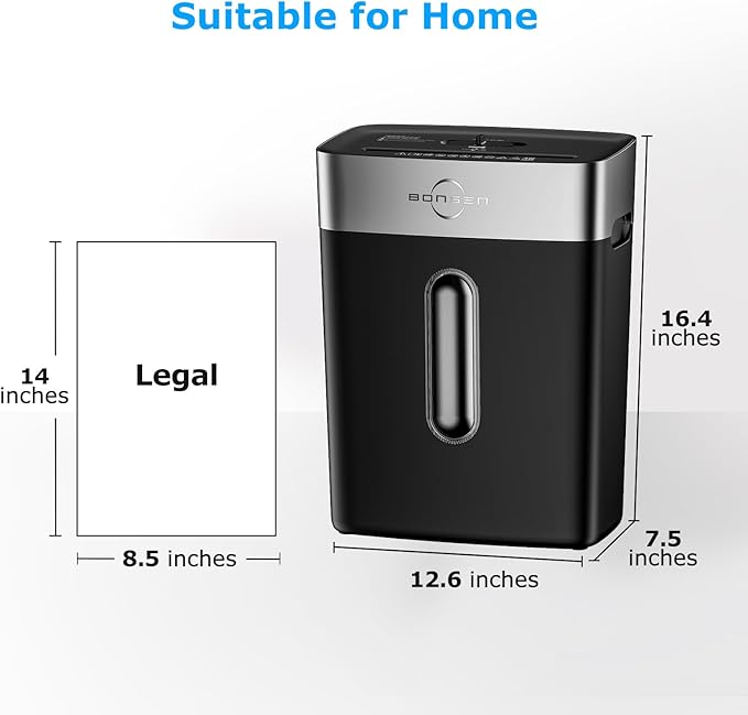 BONSEN Paper Shredder for Home Office, 4 Gallons Bin, 10-Sheet Cross-Cut Shredder, P-4 High Security Level, Quiet Credit Card Shredder with Jam Proof System (S3201)