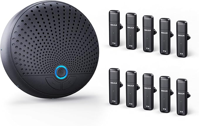 BALILA Conference Speaker and Microphone, 10 AI Mics 360° Voice Pick Up & Noise Reduction, USB Speakerphone for 10-15 People Conference Room, Compatible with Multi-Leading Platforms, Zoom, MS Team