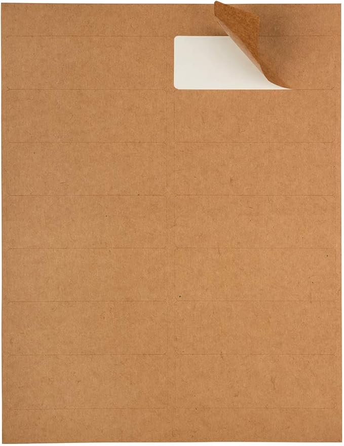 JAM PAPER Shipping Address Labels - Rectangular - 1 1/3 x 4 - Brown Kraft - 126/pack