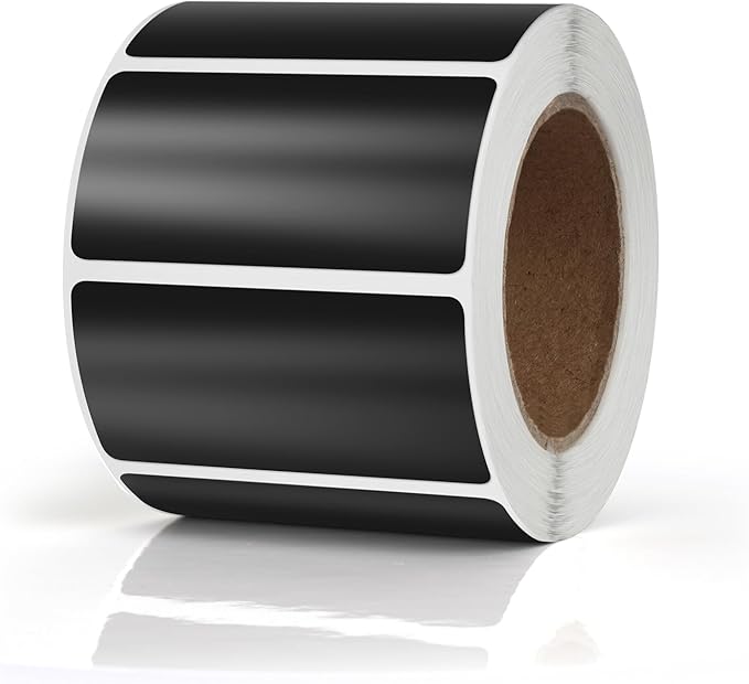 Meitaat Black Rectangle Stickers 2 x 1 Inch Color Coding Labels Vinyl Roll Self-Adhesive Waterproof Removable 500 PCS