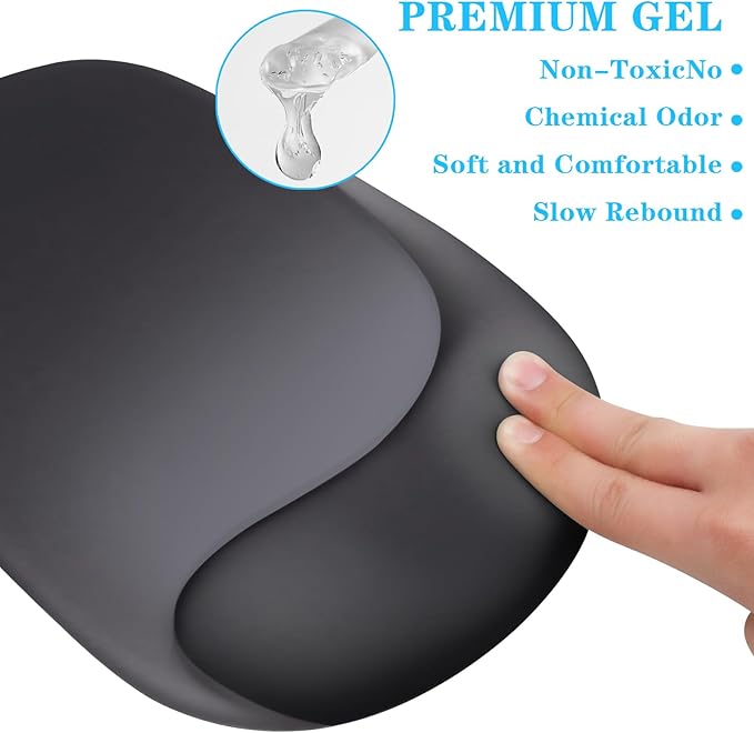 Wrist Rest Support for Mouse Pad and Keyboard Set, Ergonomic Gel Wrist Support - Fabric with Non-Slip, Soft & Comfortable, Relieve Office or Gaming Wrist Pain (Black)