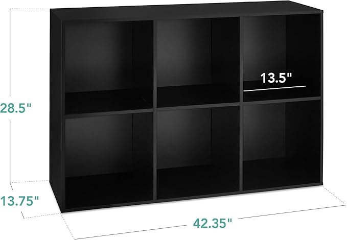 Best Choice Products 6-Cube Storage Organizer, 13.5in Shelf Opening, Bookcase, Display Shelf, Customizable w/ 3 Removable Back Panels – Black