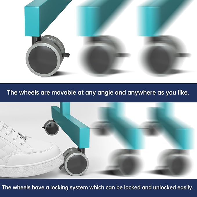 TSJ OFFICE Large Rolling Whiteboard - Dry Erase Magnetic 48 x 32 Inches White Board Height Adjust Double Sides Mobile Portable Easel on Wheels, Dry Erase Board with Stand for Office, Home & Classroom