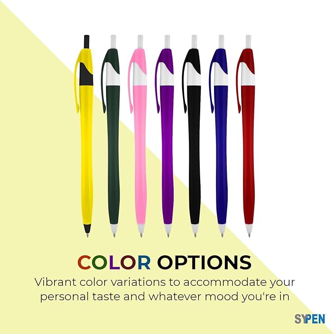 SyPen Personalized Pens With your Custom Logo or Text-500 Pack Bulk-for Businesses, Parties, and Events, Custom Printed Slim Ballpoint Click Pens, PInk Barrel Color, Black Ink