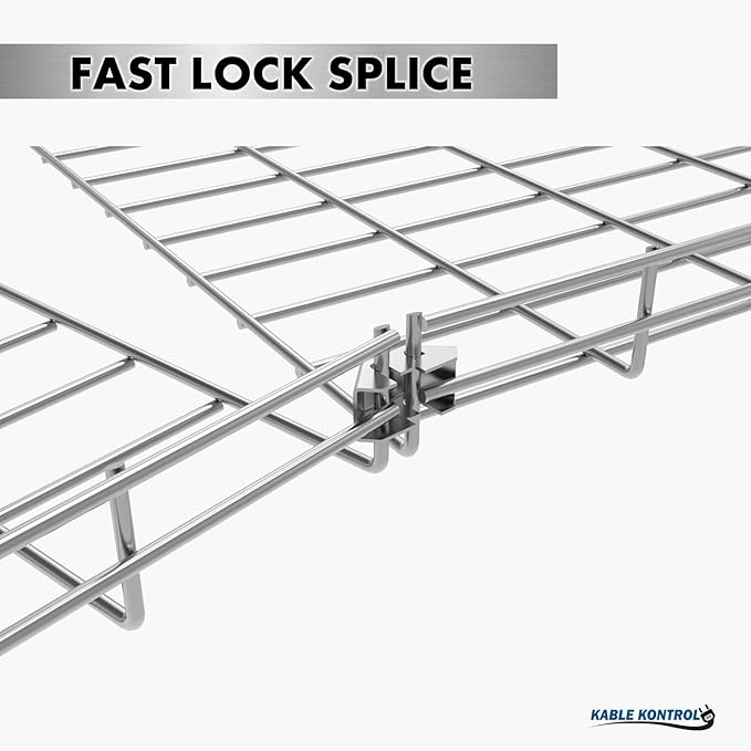 Kable Kontrol Stainless Steel Fast Lock Splice – Splice Connection Hardware - Wire Mesh Tray Cable Management Rack Cable Basket, NEC Approved for Network, Fiber Optic, Cabling Accessory