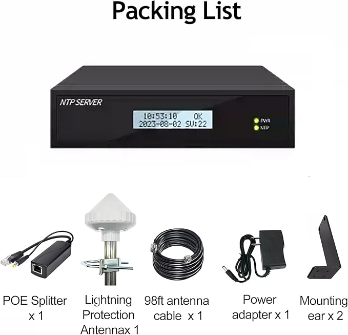 GPS NTP Network Time Server with Dual Ethernet Ports,Supports AC/POE Power,Accurate Time Sync for Network Devices.