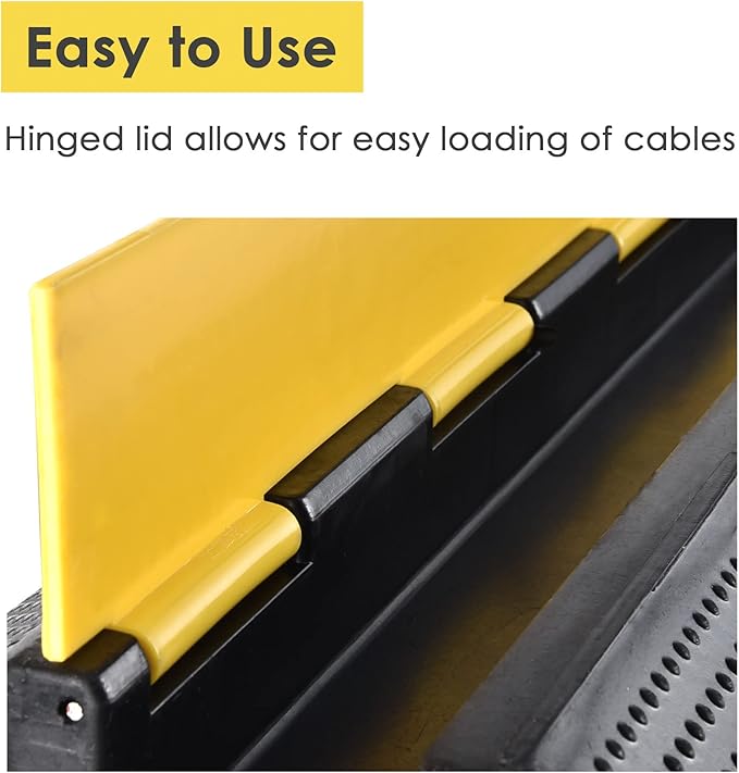 Yescom Cable Ramp Protector 1 Channel Garden Hose Protecitive 22000 Lbs Load Capacity Heavy Duty Speed Bump for Road Driveway Walkway, 2 Packs