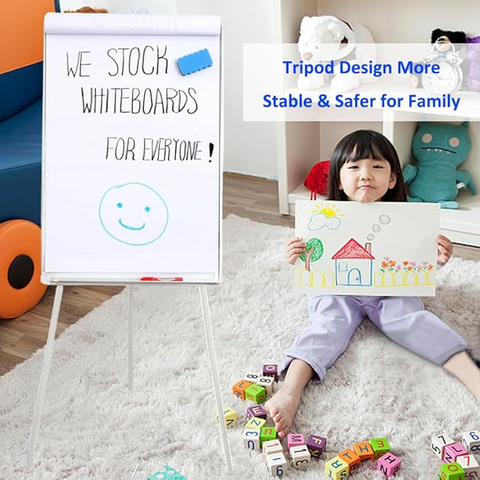 2-Pack 36 x 24 Inch Magnetic Dry Erase Easel Tripod Stand, Height Adjustable Portable Dry Erase Board with Flipchart Paper Pad (25 Sheets) - for Office Meetings, Training & Classroom