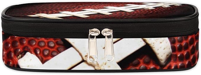 Pardick American Football Big Capacity Pencil Pen Case Football Large Pencil Pouch with Zipper Compartments Pencil Bag for Boys Girls Adults Student Office School Supplies