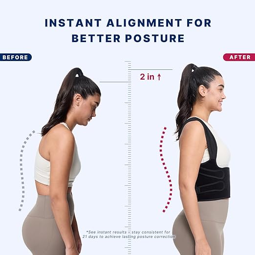 Fit Geno Posture Corrector for Women and Men - Adjustable Back Brace & Straightener for Scoliosis Hunchback Correction Back Pain Spine Corrector Back Support and Posture Trainer Large/X-Large