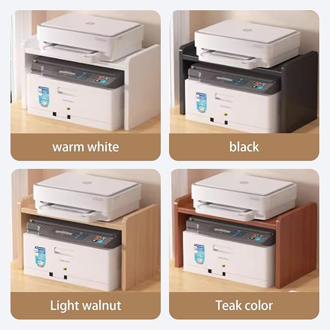 Desktop Storage Rack, Wooden Printer Stand with Compact Under Desk Shelf for Home Office Organization(Light Walnut,17.7 * 9.4 * 13.7in)