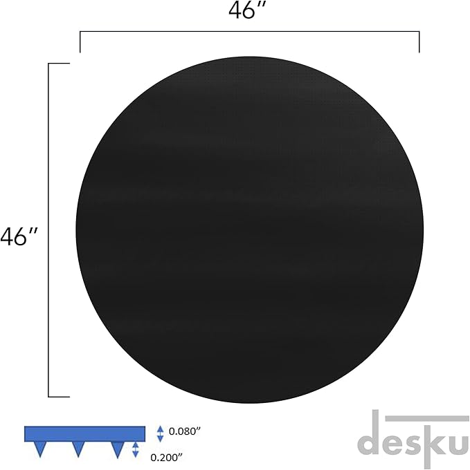 DESKU - Circle Gaming Chair Mat, Computer and Office Chair Mat for Carpet, Black, 46 Inches, Made in The USA