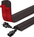 Floor Cord Cover for Wires on Floor Self Adhesive Cord Hider Floor Cable Management Wire Covers for Cords Protector Prevent Cable Trips Cord Cavity W 0.51" x H 0.31", Black Walnut, 3.3Ft