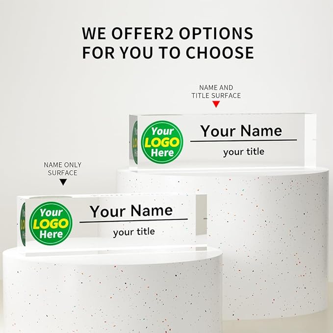 Name Plate for Desk Personalized | Office Gifts | Office Decorations for Work | Custom Your Logo Name Plates for Desks | Desk Decorations for Women Office or Occasion Gift(Logo)