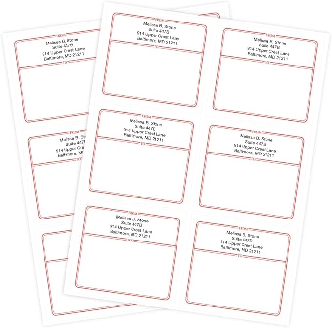 Red Double Border Personalized Shipping Labels