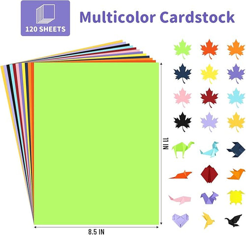 120 Sheets Colored Cardstock 8.5" X 11", 12 Assorted Colors Construction Paper 200 GSM Card Stock Printer Paper 8.5 x11 for Scrapbook, Cricut, Card Making, DIY Crafts, School Supplies,Party Decoration