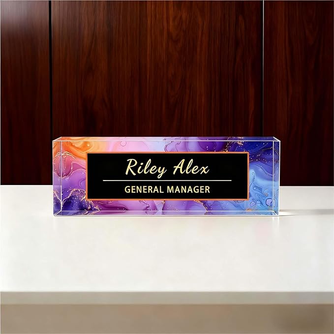 Desk Name Plate Personalized, Office Decor Cute Desk Accessories for Employee Appreciation Gifts Office Gifts for Boss, Teacher (S1)