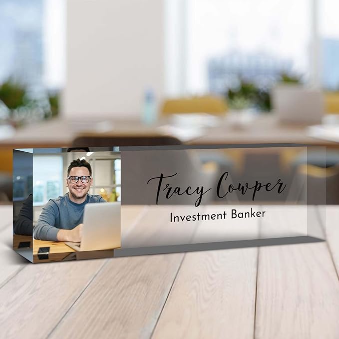 Desk Name Plate Personalized, Custom Name Plate for Desk, Acrylic Desktop Accessories, Office Gift & Decor for Women Men, Teacher Nurse Boss Employee Appreciation Gifts