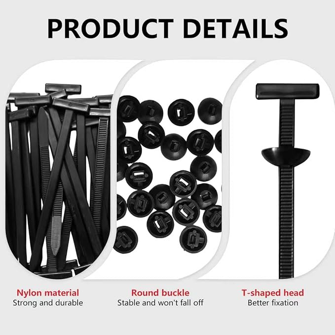 200Pcs Nylon Universal Cable Tie Buckle for Car, New Multifunctional Heavy Duty Self Locking Automotive Fasteners for DIY Car Repair, Wire Management, Home,Office Use